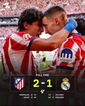 Atletico Madrid Beat 10-Man Real Madrid 2–1 in Heated Derby